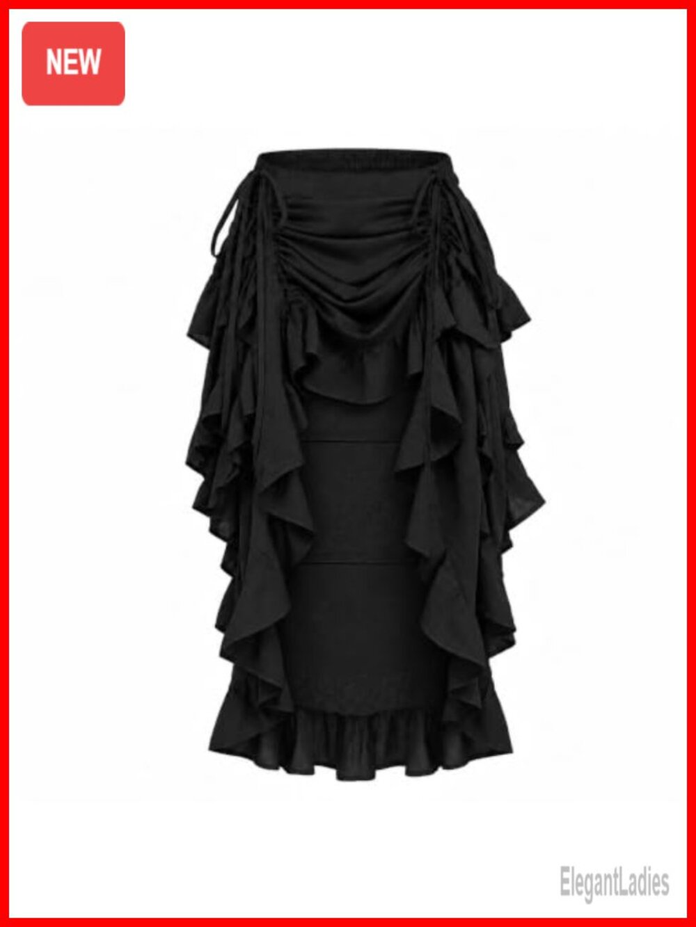 High-Low Show Girl Skirt Steampunk Victorian Rayon Ruffled Costume